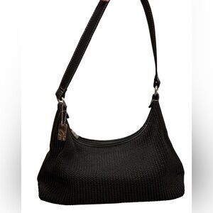 Lina Crochet Black Knit Shoulder Bag